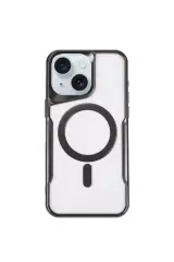 Newface İphone 15 Plus Kılıf Boyi Magsafe Silikon Kapak - Siyah