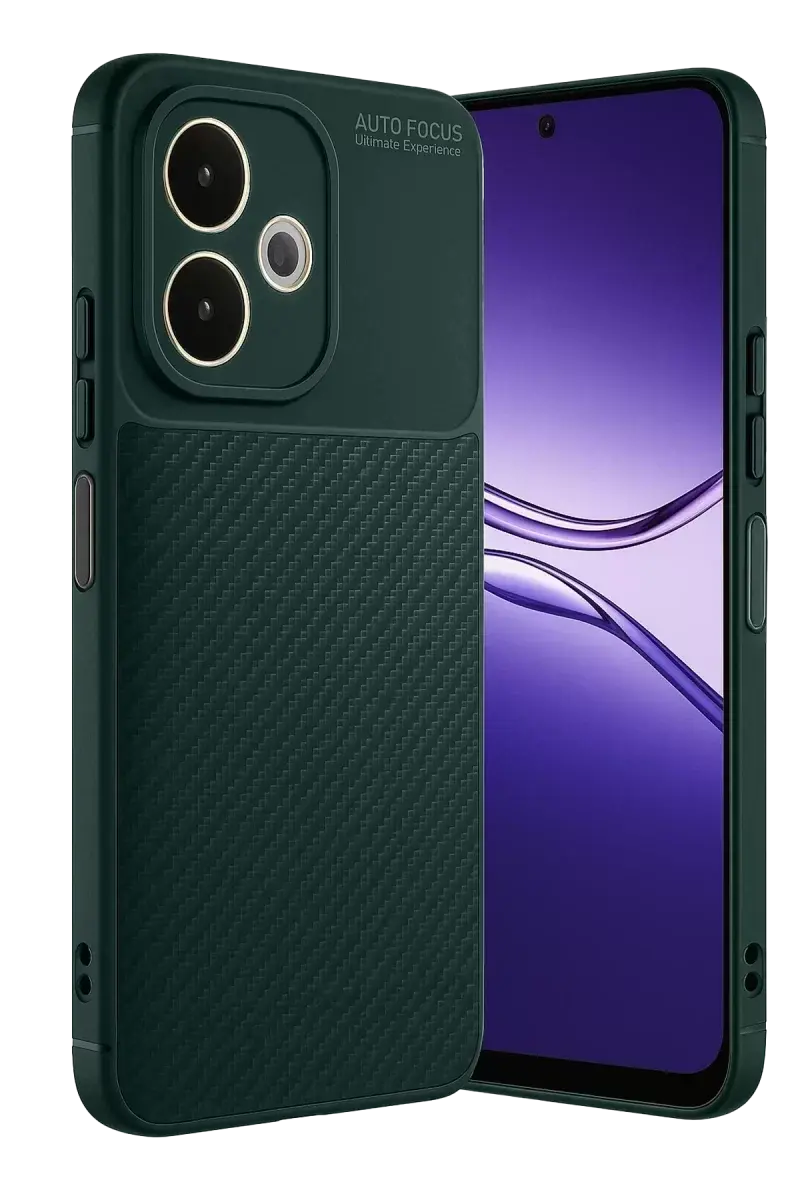 Newface Oppo A5 Pro 4g Kılıf Auto Focus Karbon Kapak - Koyu Yeşil