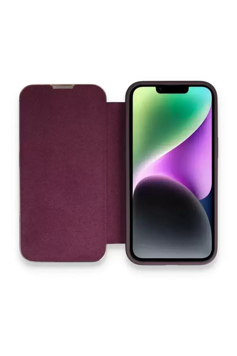 Newface İphone 14 Pro Kılıf Dolpin Kapaklı - Derin Mor