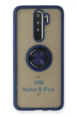 Newface Xiaomi Redmi Note 8 Pro Kılıf Montreal Yüzüklü Silikon Kapak - Lacivert
