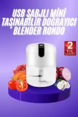 Rondo Doğrayıcı 250 Ml Taşınabilir Usb Şarjlı Pratik El Rondo Blender