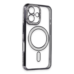 İphone 16 Kılıf Joke Simli Magneticsafe Kılıf - Siyah