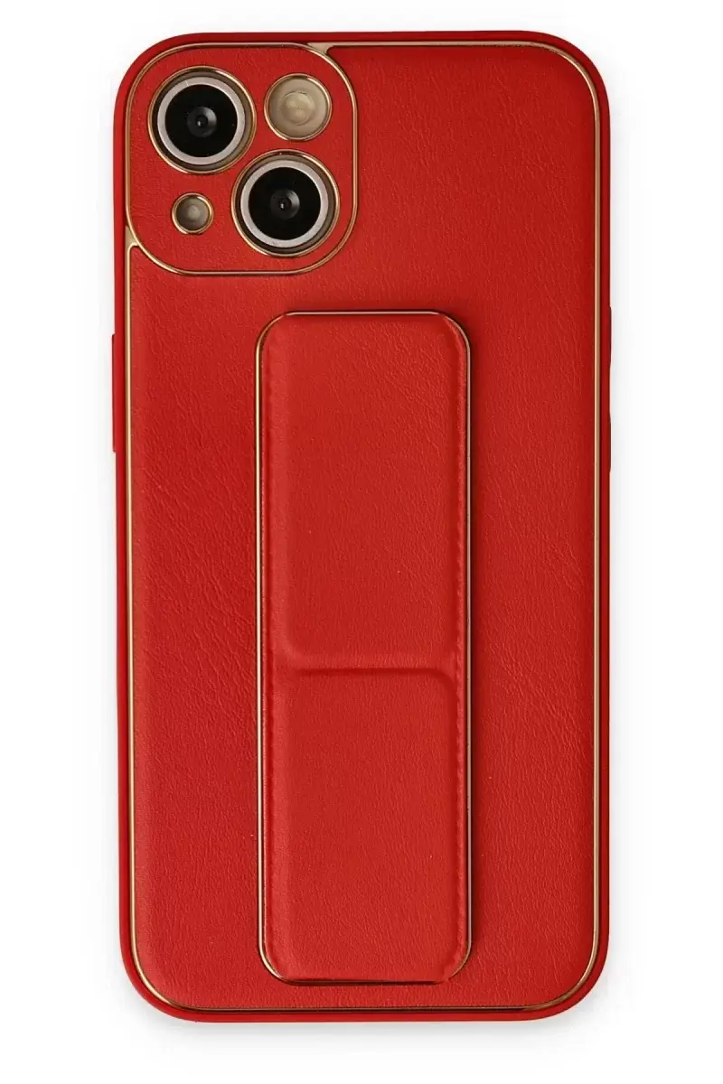 Newface İphone 14 Kılıf Coco Deri Standlı Kapak - Kırmızı