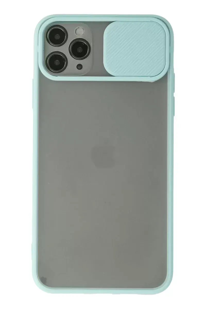 Newface Apple İphone 11 Pro Max Kılıf Palm Buzlu Kamera Sürgülü Silikon - Turkuaz
