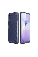 Newface Vivo Y11s Kılıf Auto Focus Karbon Kapak - Lacivert