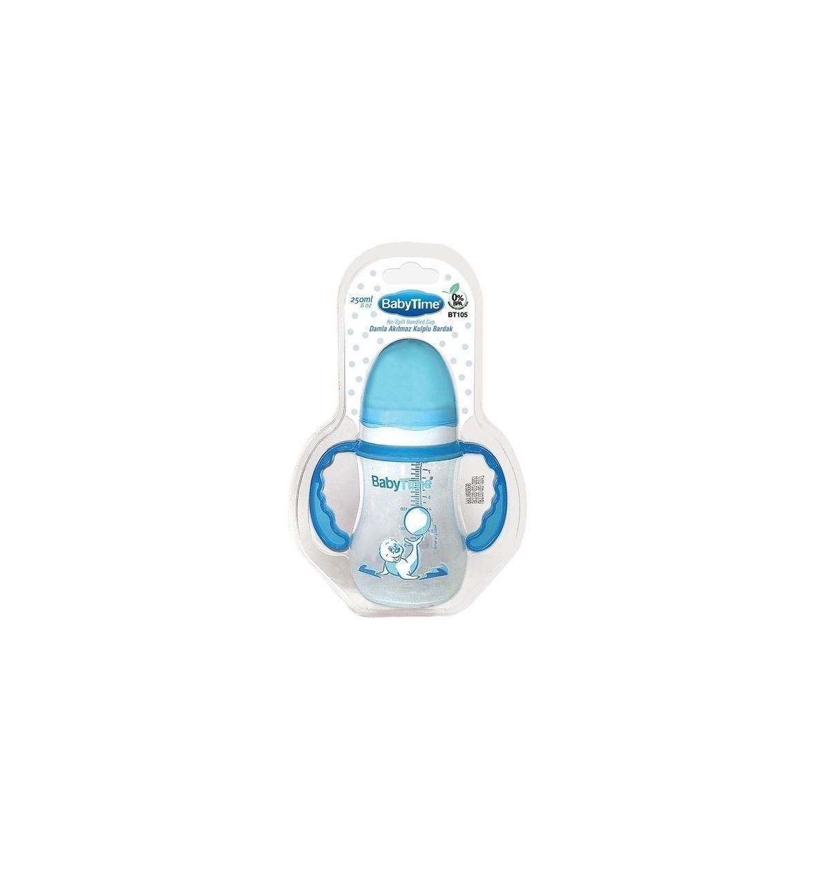 BabyTime BT105 Damla Akıtmaz Kulplu Bardak 250Ml - Mavi