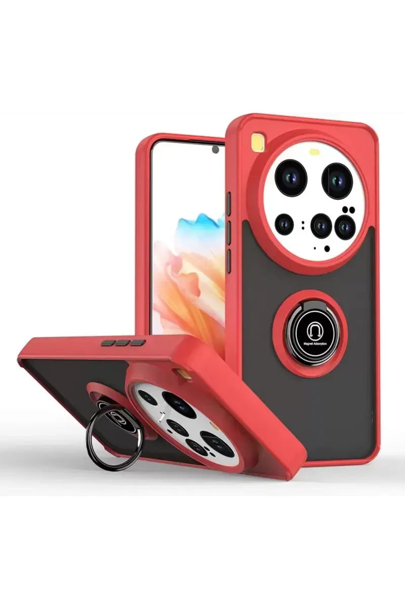 Newface Xiaomi Mi 15 Ultra Kılıf Montreal Yüzüklü Silikon Kapak - Kırmızı