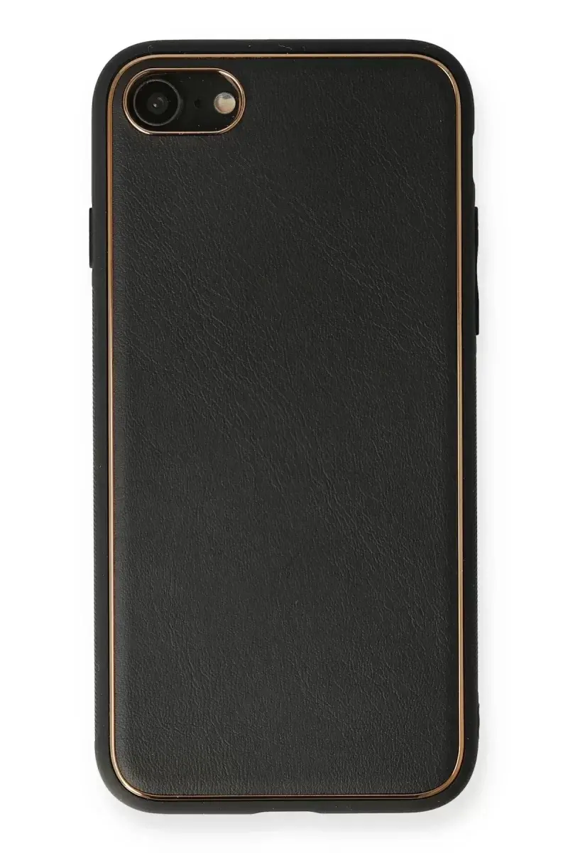 Newface İphone 7 Kılıf Coco Deri Silikon Kapak - Siyah