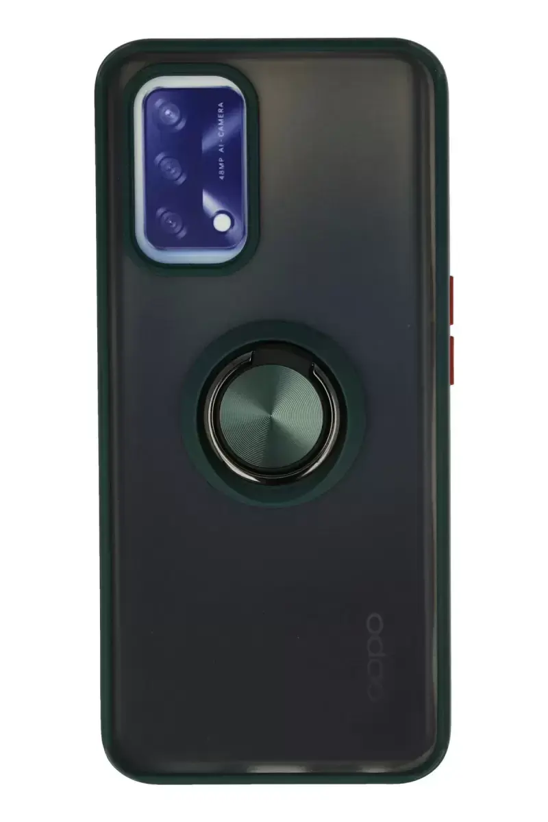 Newface Oppo A74 4g Kılıf Montreal Yüzüklü Silikon Kapak - Yeşil