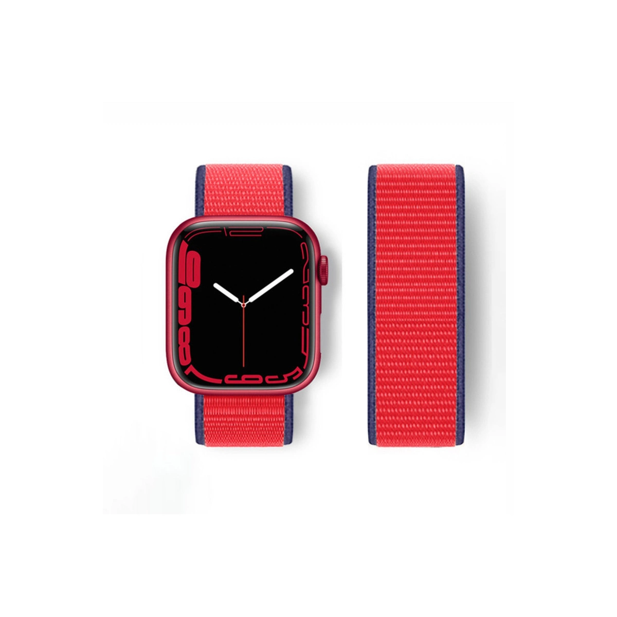 Watch 42mm Hasırlı Cırtcırtlı Kordon - Kırmızı