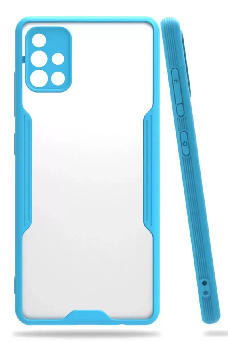 Newface Samsung Galaxy A71 Kılıf Platin Silikon - Mavi