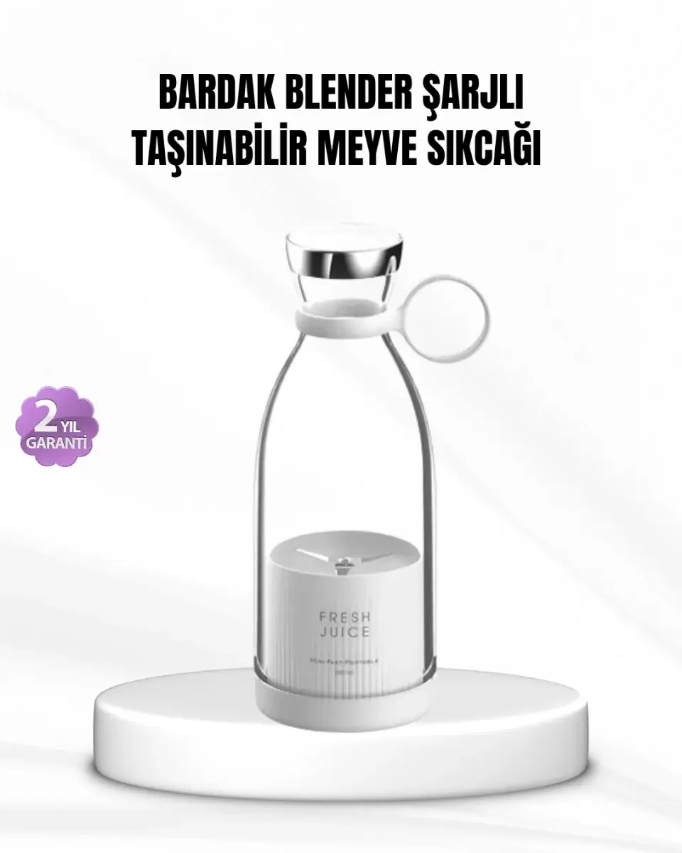 Şarjlı Portatif Blender – Gıda Sınıfı Malzeme, 10 Kullanımlık Pil, Mini Boy Ve Hafif Tasarım