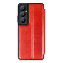 Realme C65 Kılıf Flip Cover - Kırmızı