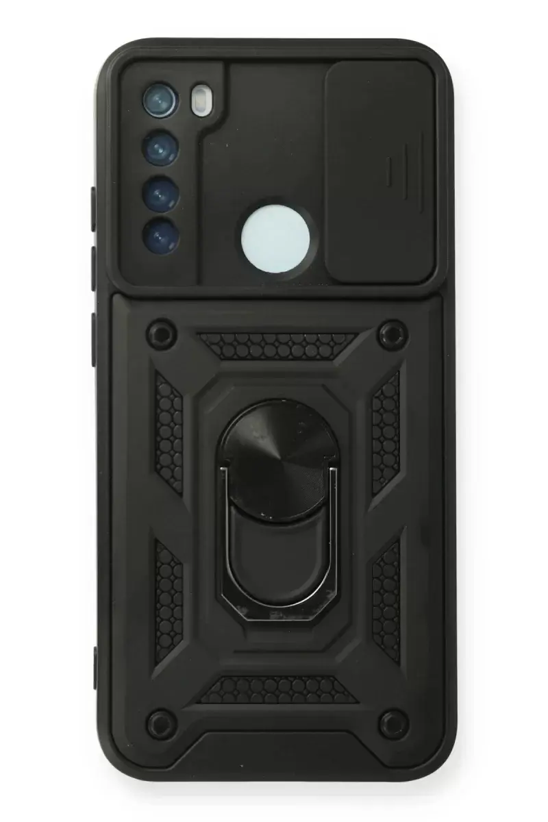 Newface Xiaomi Redmi Note 8 Kılıf Pars Lens Yüzüklü Silikon - Siyah