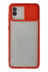 Newface Samsung Galaxy A02 Kılıf Palm Buzlu Kamera Sürgülü Silikon - Kırmızı