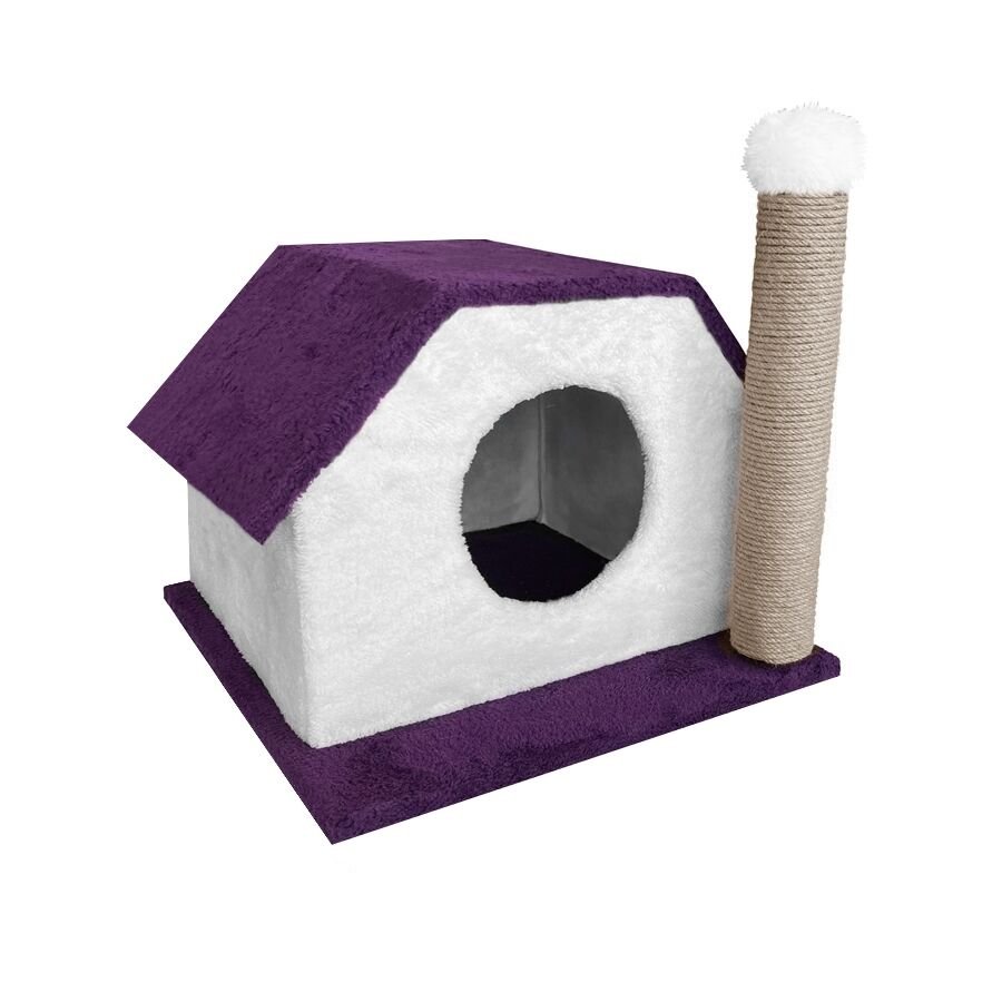 Markapet Tırmalamalı Kedi Klubesi 33 x 40 x 45 cm Mor-Beyaz