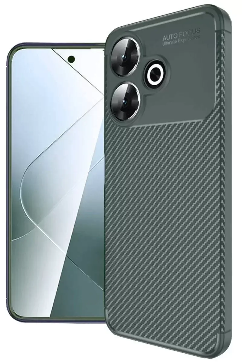 Newface Xiaomi Redmi 13 4g Kılıf Auto Focus Karbon Kapak - Koyu Yeşil