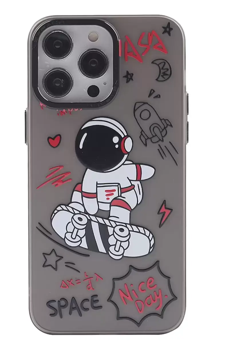 Newface İphone 14 Pro Max Kılıf Prada Desenli Kapak - Prada Siyah - 1