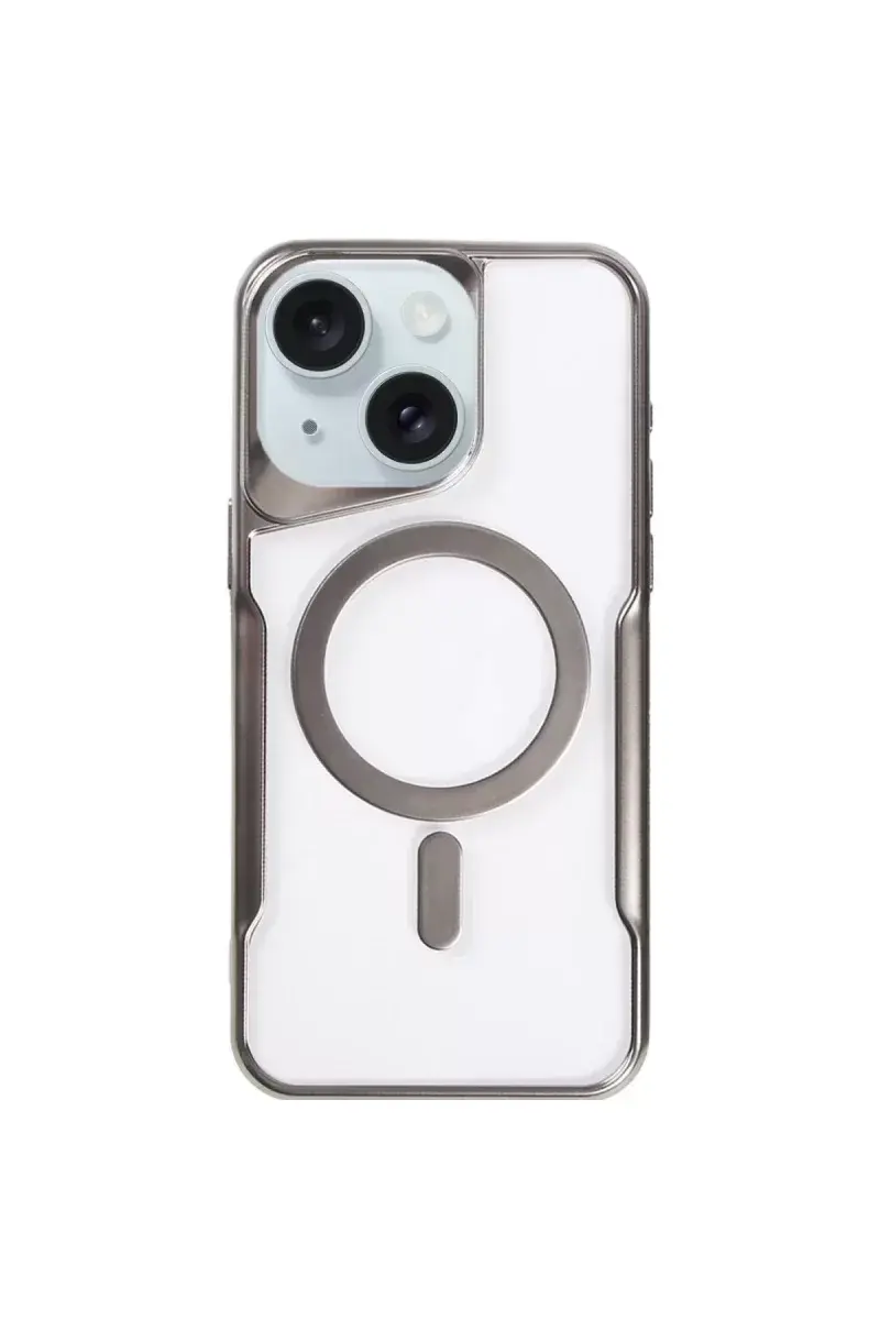 Newface İphone 15 Plus Kılıf Boyi Magsafe Silikon Kapak - Titan Gri