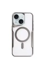 Newface İphone 15 Plus Kılıf Boyi Magsafe Silikon Kapak - Titan Gri