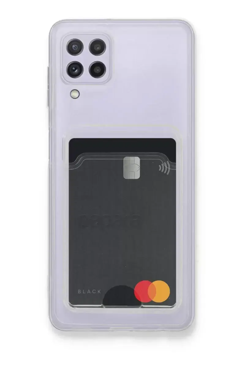 Newface Samsung Galaxy A22 Kılıf Kart Şeffaf Silikon - Şeffaf