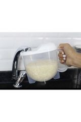 Bakliyat Yıkama süzgeci, Pratik Pirinç Süzgeci 1 Litre - Yıkama, Süzme Ve Ölçülü Süzgeç Beyaz