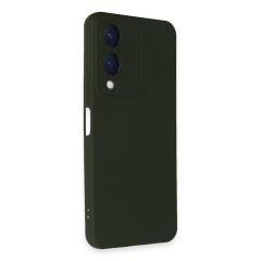 Vivo Y17s Kılıf Nano İçi Kadife Silikon - Koyu Yeşil