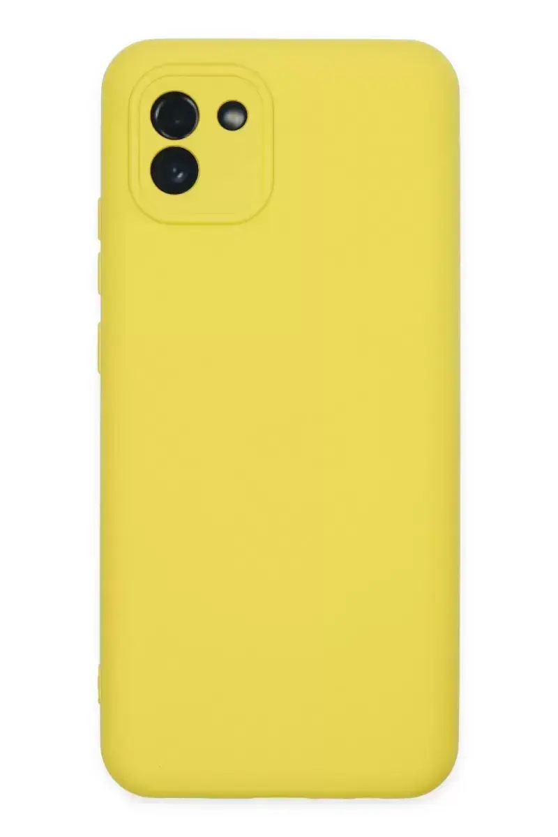 Newface Samsung Galaxy A03 Kılıf Nano İçi Kadife Silikon - Sarı