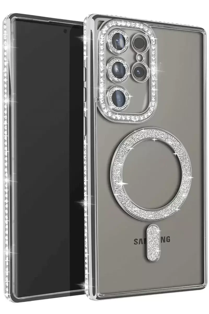 Newface Samsung Galaxy S23 Ultra Joke Simli Magneticsafe Kılıf - Gümüş