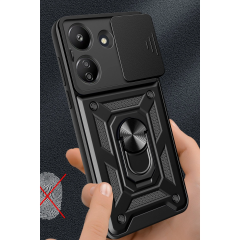 Xiaomi Redmi 13c Kılıf Pars Lens Yüzüklü Silikon - Siyah