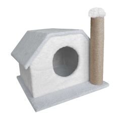 Markapet Tırmalamalı Kedi Klubesi 33 x 40 x 45 cm Gri-Beyaz