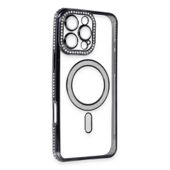 İphone 16 Pro Kılıf Joke Simli Magneticsafe Kılıf - Siyah
