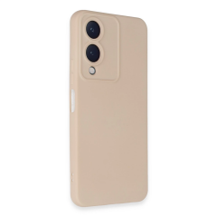 Vivo Y17s Kılıf Nano İçi Kadife Silikon - Pudra