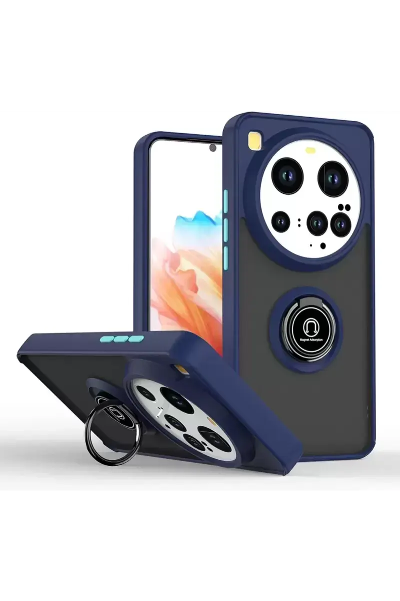 Newface Xiaomi Mi 15 Ultra Kılıf Montreal Yüzüklü Silikon Kapak - Lacivert