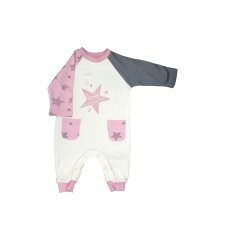 Bumbo Bebek ER1017 Patiksiz Tulum Pembe Ekru 3 Ay 62 cm