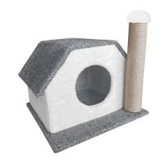 Markapet Tırmalamalı Kedi Klubesi 33 x 40 x 45 cm Kırçıl-Beyaz