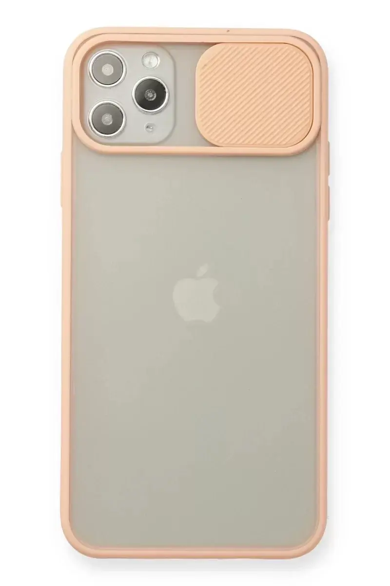 Newface İphone 11 Pro Max Kılıf Palm Buzlu Kamera Sürgülü Silikon - Pembe