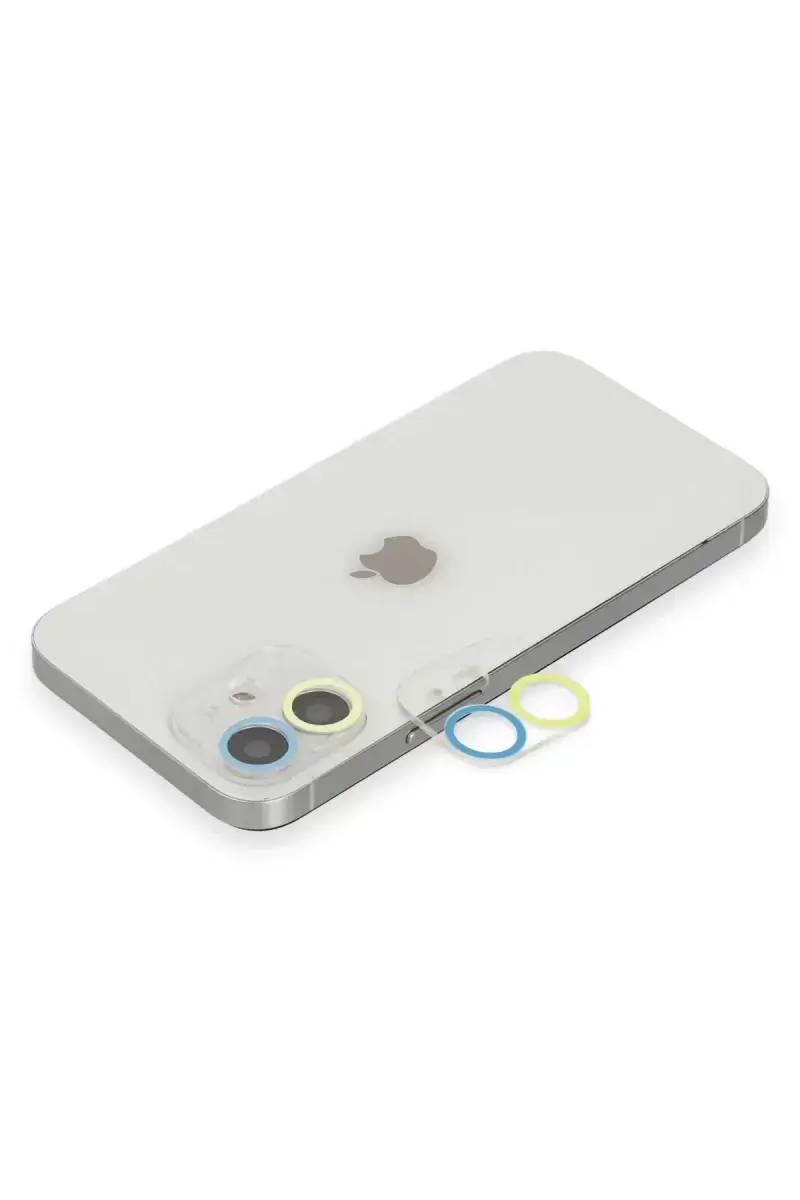 Newface Apple İphone 12 Mini Renkli Kamera Lens Koruma Cam - Sarı-mavi