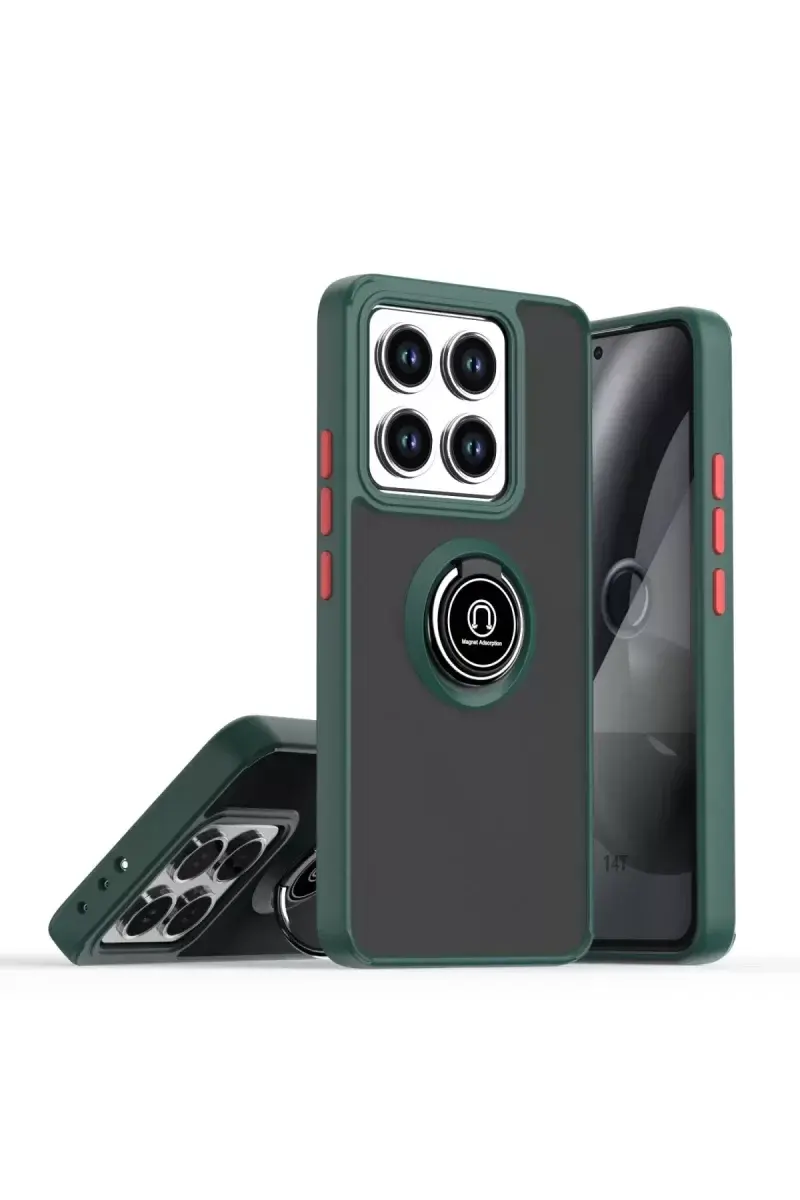 Newface Xiaomi Mi 14t Montreal Yüzüklü Silikon Kapak - Yeşil