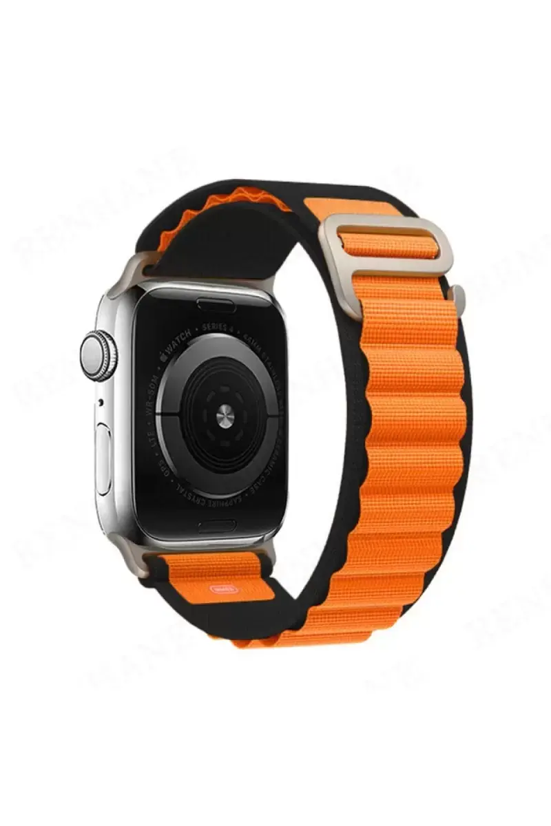 Newface Apple Watch Ultra 49mm Mountain Kordon - Siyah-turuncu
