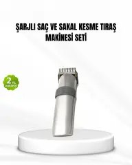 Şarjlı Saç Ve Sakal Kesme Makinesi – Paslanmaz Çelik Bıçak, Ayarlanabilir Başlık
