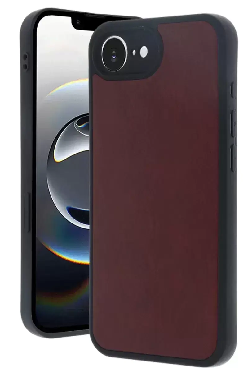 Newface İphone 16e Kılıf Aras Deri Kapak - Bordo