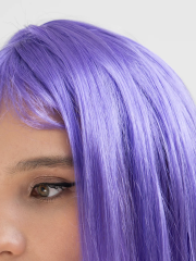 Lila Renk Uzun Düz Parti Peruğu