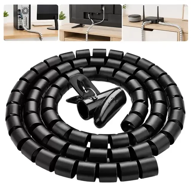 S-link Sl-195 28mm 20 Metre Siyah Spiral Kablo Düzenleyici Toplayıcı Pratik Uygulama Aparatlı