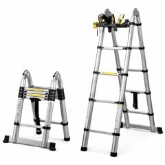 Sunup Sn-29681 1.9+1.9 Metre Teleskopik Merdiven Karavan & Tekne Katlanır Alüminyum