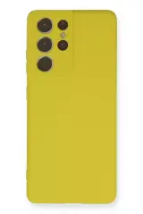 Newface Samsung Galaxy S21 Ultra Kılıf Nano İçi Kadife Silikon - Sarı