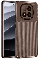 Newface Xiaomi Redmi Note 14 Pro Plus Kılıf Auto Focus Karbon Kapak - Kahverengi