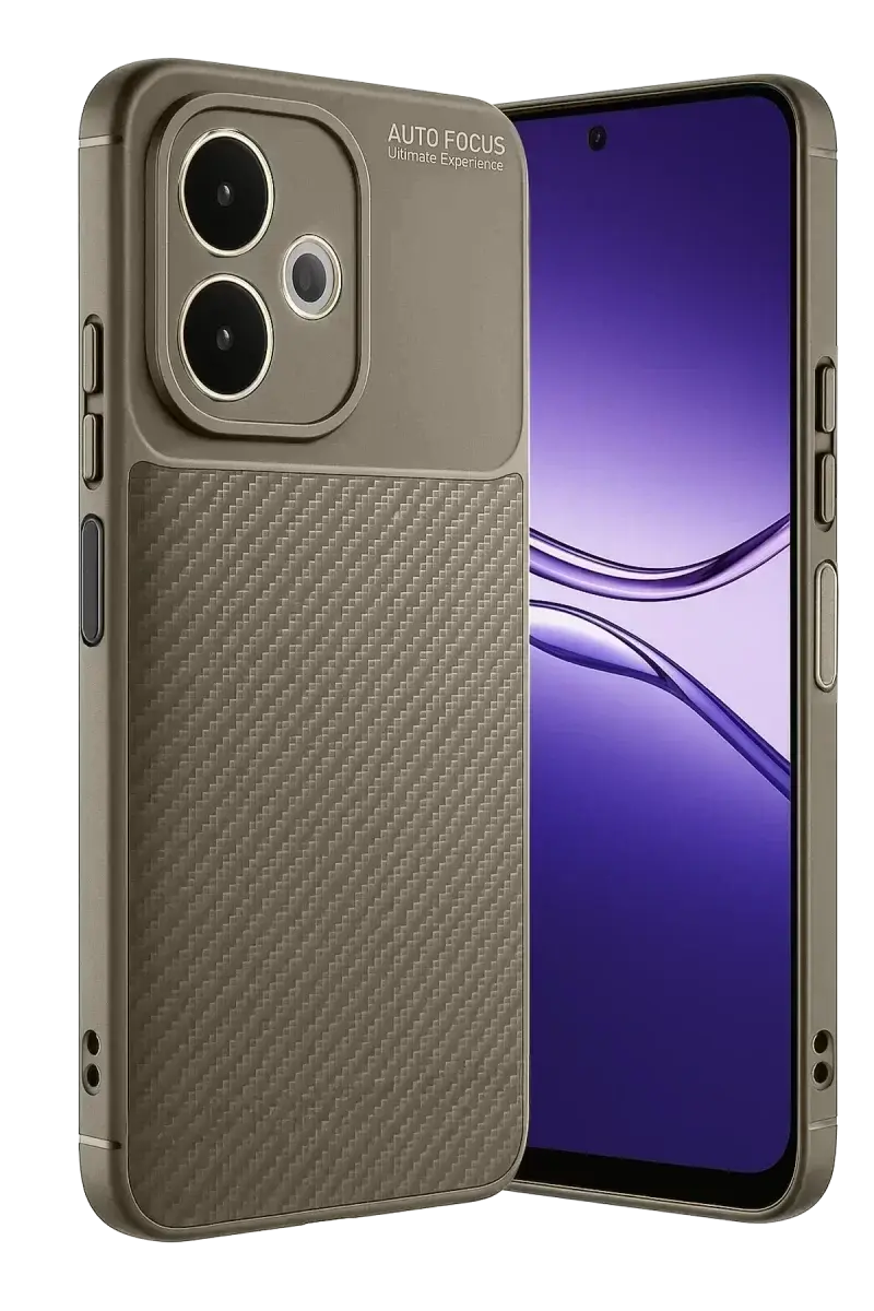 Newface Oppo A5 Pro 4g Kılıf Auto Focus Karbon Kapak - Kahverengi