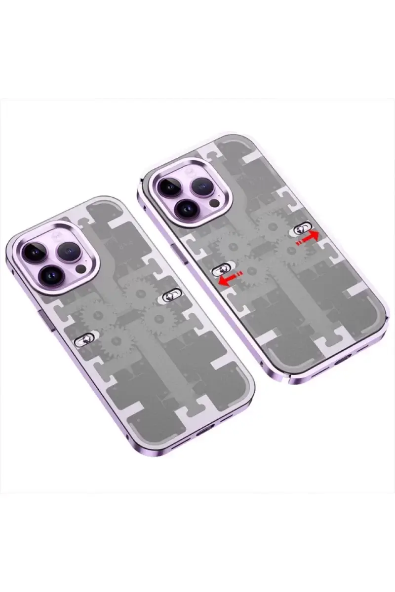 Newface İphone 14 Pro Kılıf Mekanik Bumper Kapak - Derin Mor