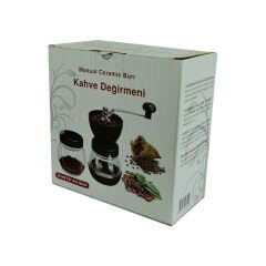 Değirmen Seramik Öğütücülü Cam Hazneli Kahve Değirmeni Siyah